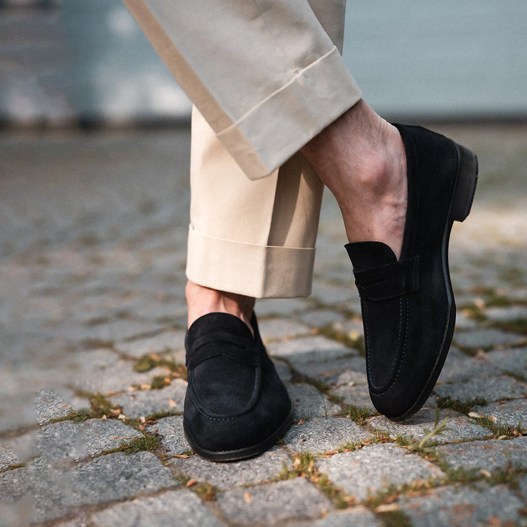 Black suede loafers online