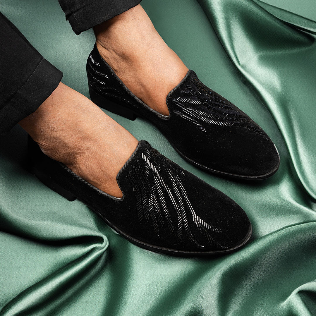 Black velvet evening shoes online