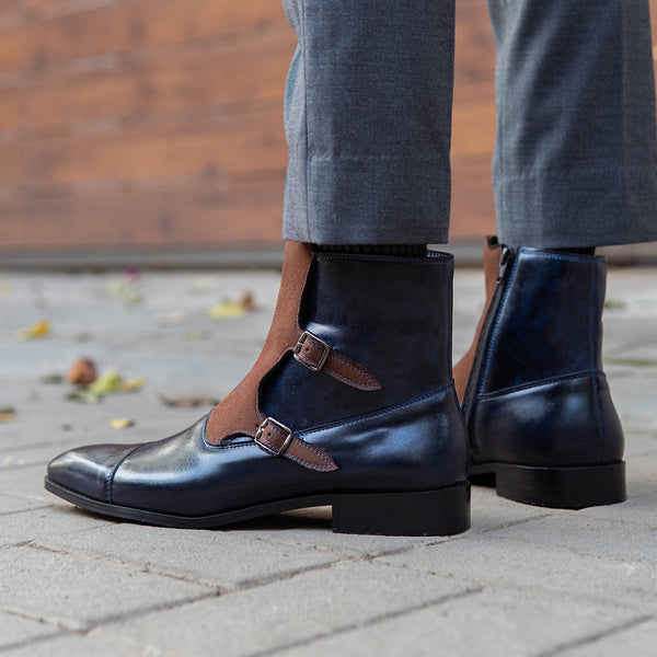 MONK STRAP BOOTS WITH SUEDE STRAP VEGAN BOOTS The Alternate