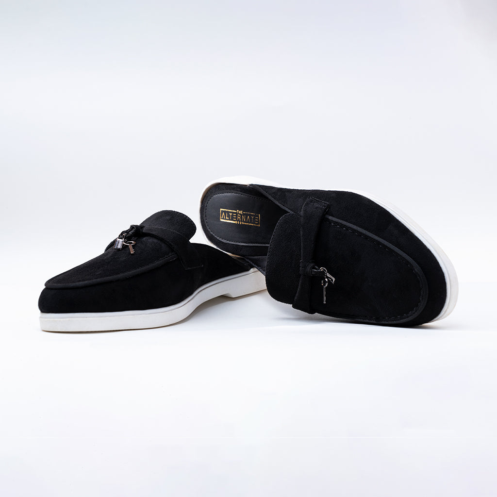 SUEDE MULES- BLACK