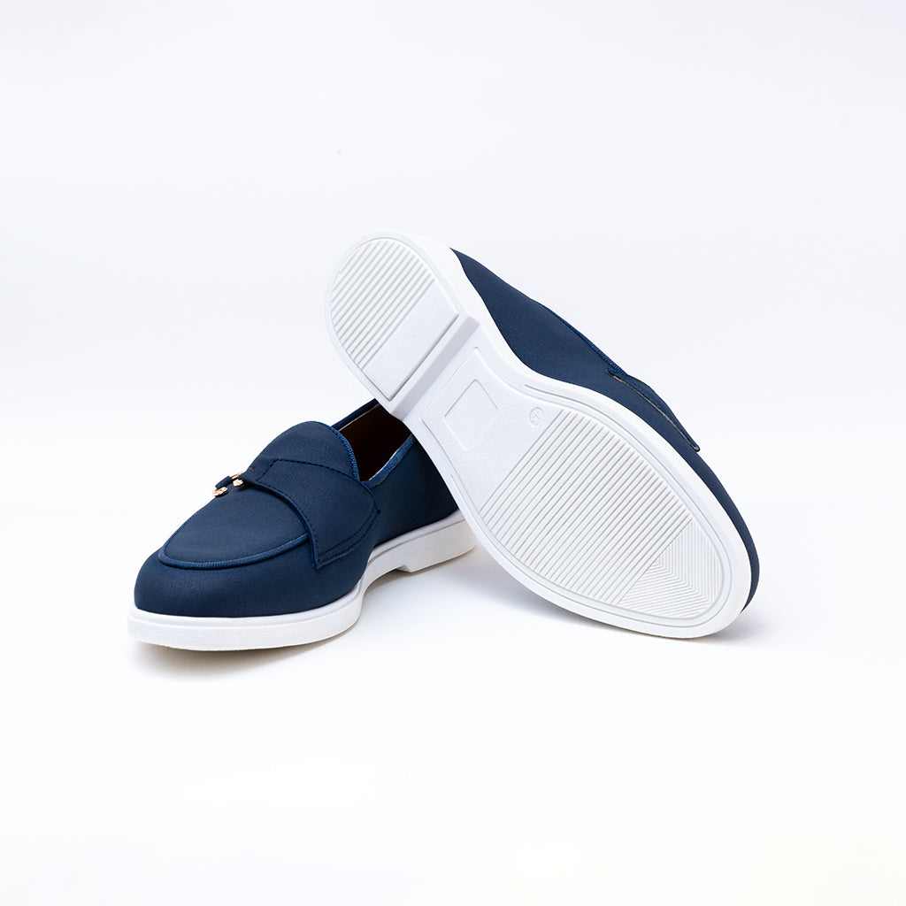 SUEDE LOAFERS WITH HOOK - BLUE