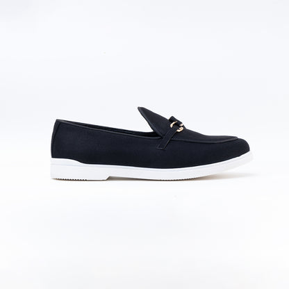 SUEDE LOAFERS WITH HOOK- BLACK