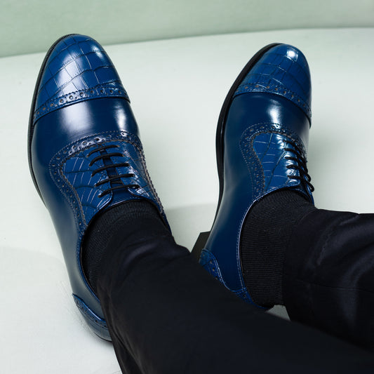 OXFORDS WITH TOE CAP-BLUE