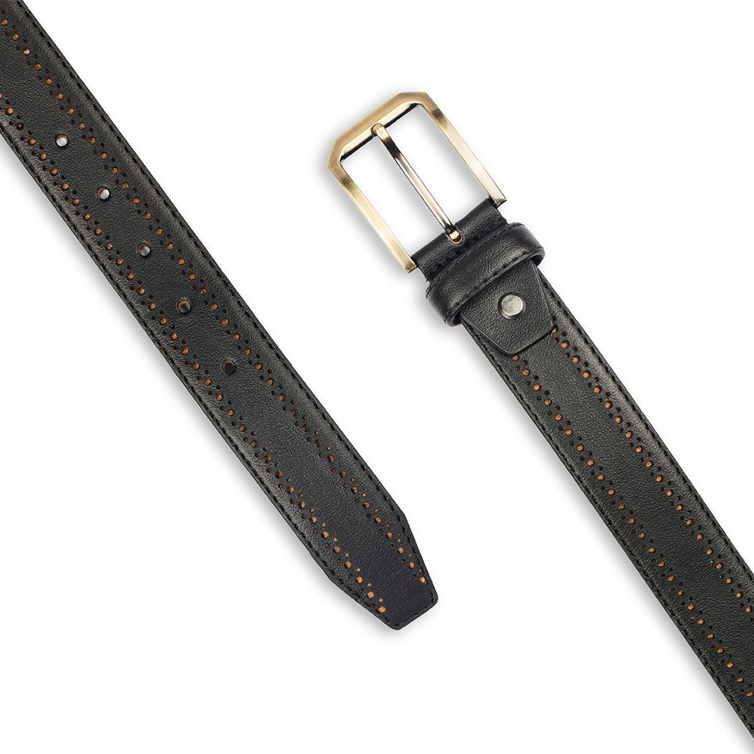 Belt with brogue detail - Black