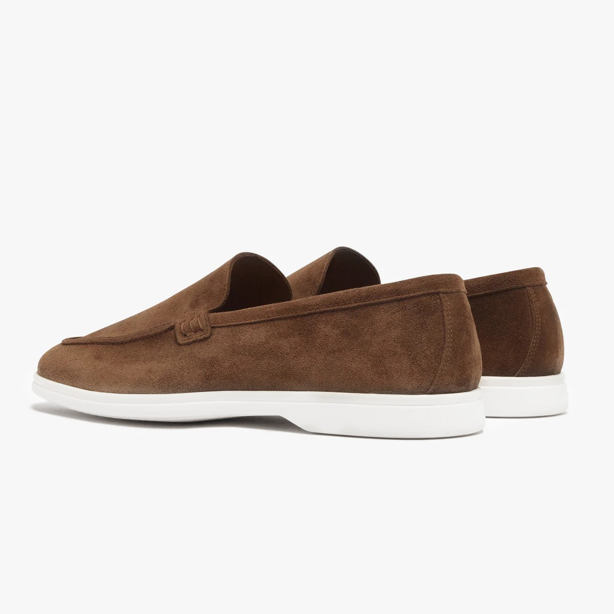 SUEDE LOAFERS WITH RUBBER OUTSOLE- BROWN