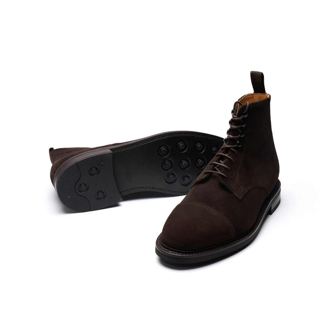 Suede boots with toe cap - Brown