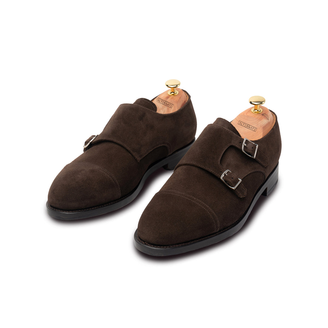 Suede monk straps- Brown