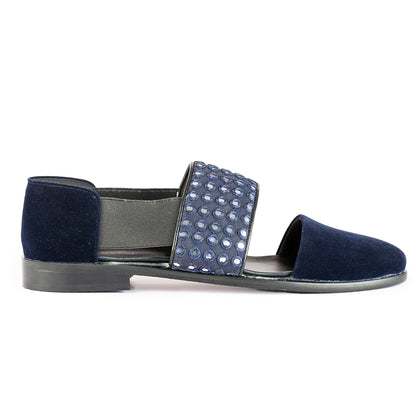 VELVET SANDALS WITH MIRROR DETAIL-BLUE