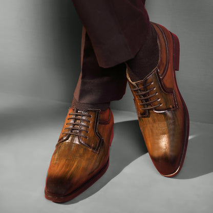 DERBY LACE-UPS WITH BRUSHED PATINA