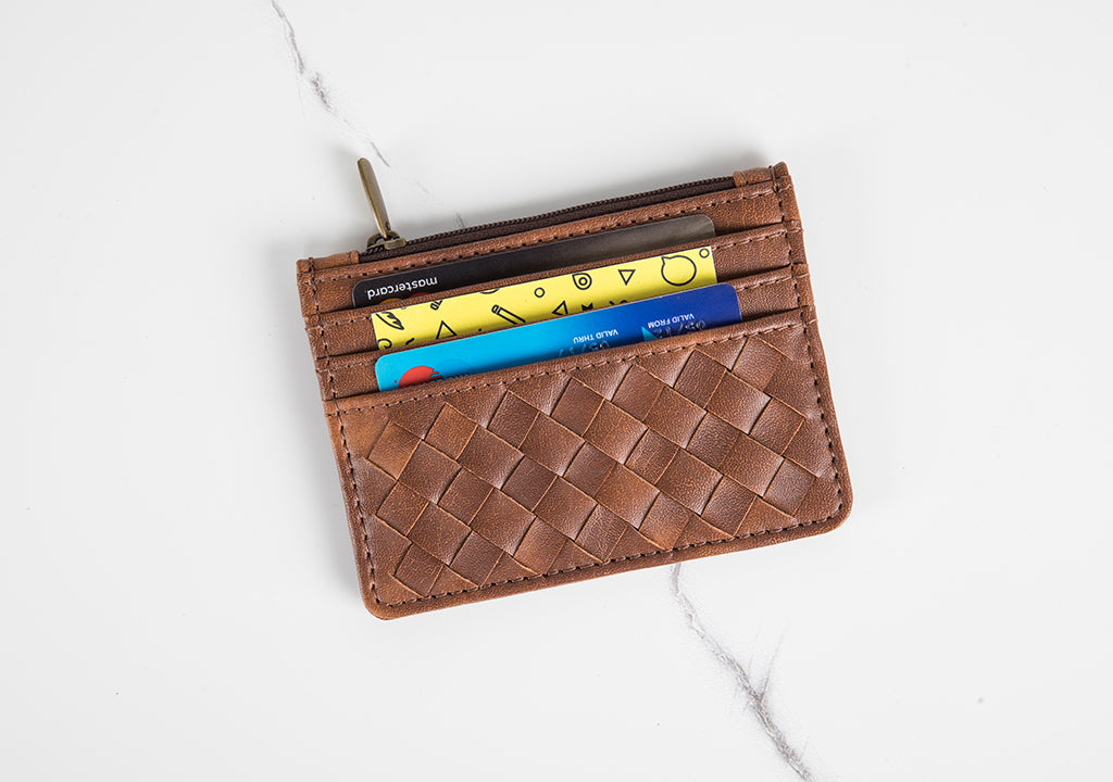 Woven cardholder - Tan