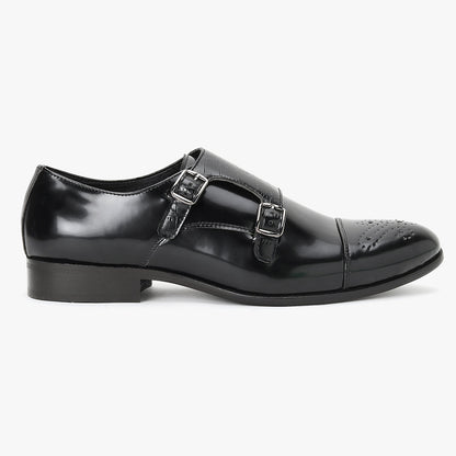 MONK STRAP WITH CROCO STRAP-BLACK