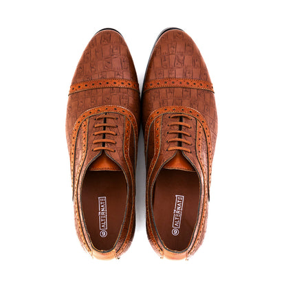 OXFORD SHOES WITH BROGUE DETAIL - HEIGHT ELEVATION