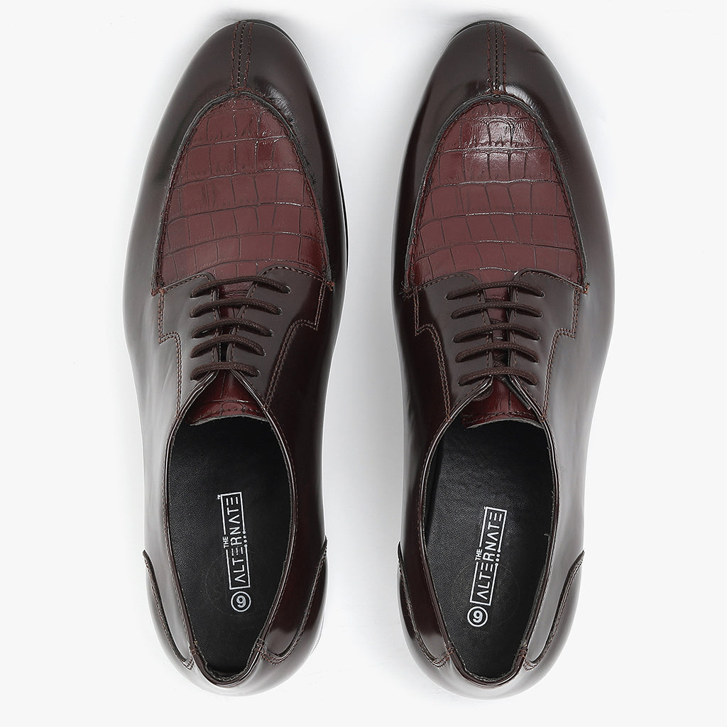 DERBY SHOES WITH CROCO DETAIL - HEIGHT ELEVATION