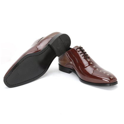 PATENT LACE-UPS-BROWN - HEIGHT ELEVATION