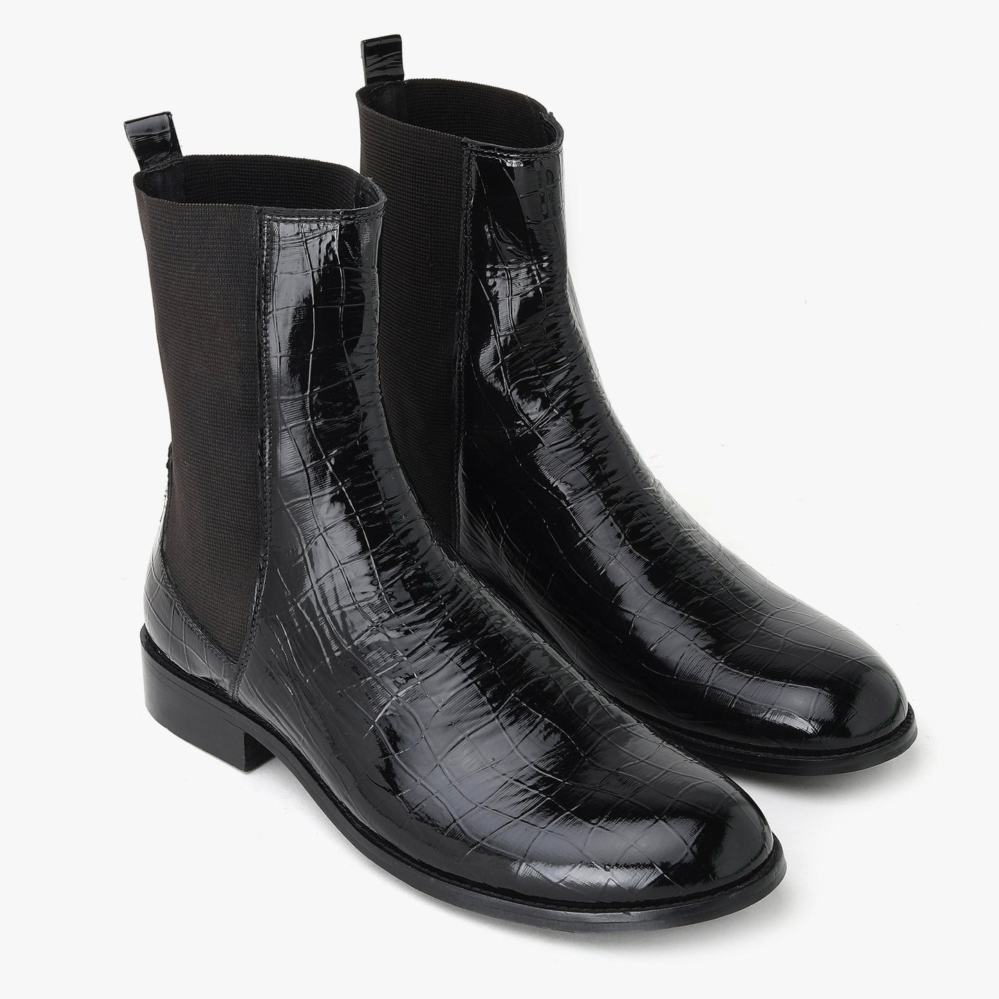 CROCO PATENT BOOTS