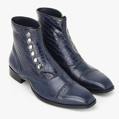 BUTTON BOOTS-BLUE