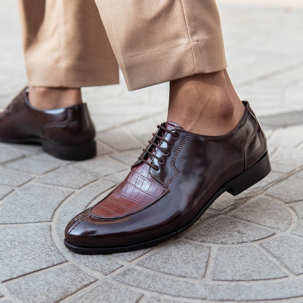 DERBY SHOES WITH CROCO DETAIL - HEIGHT ELEVATION