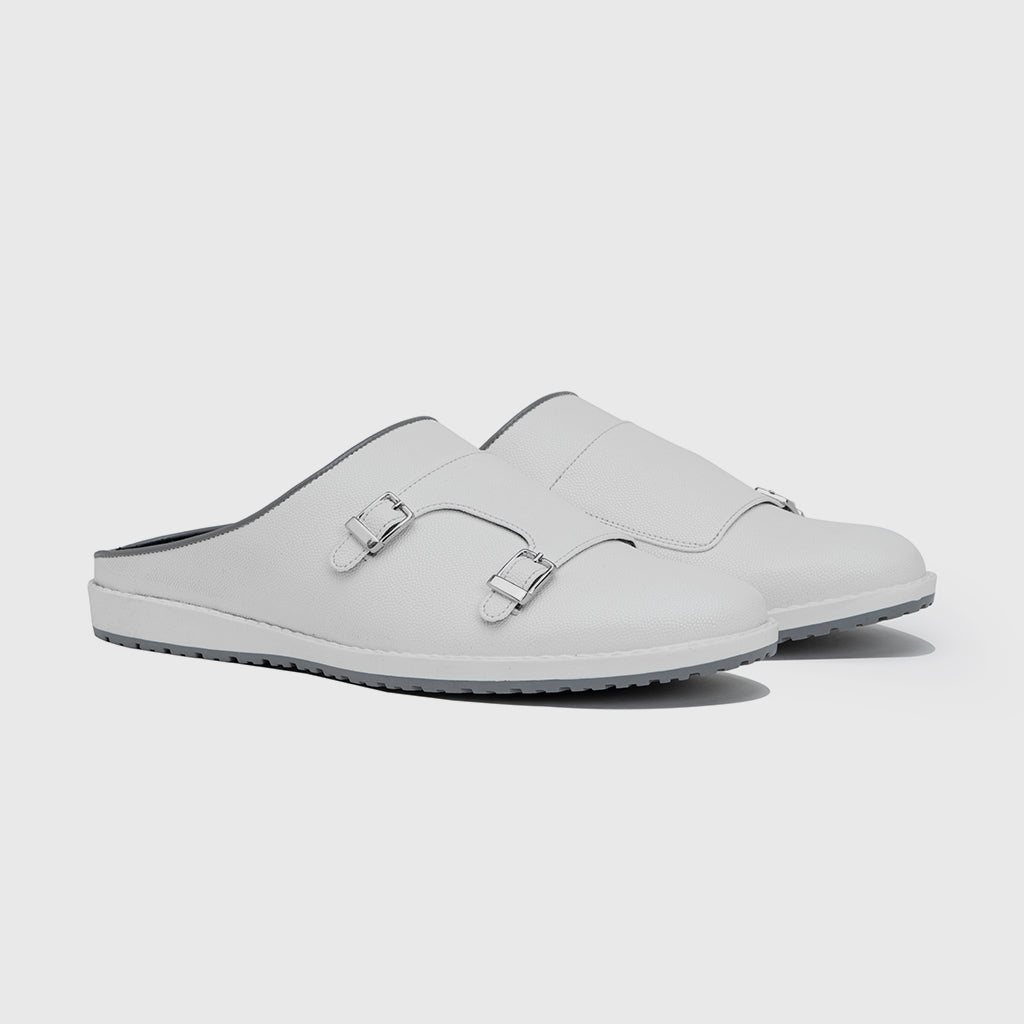 MONK STRAP MULES-WHITE