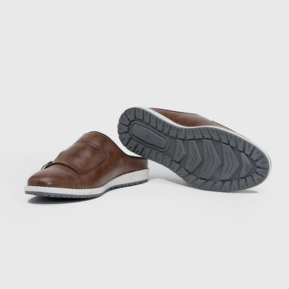 MONK STRAP MULES-BROWN