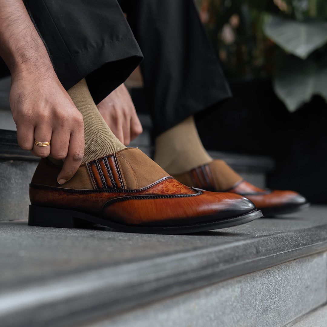 SUEDE SLIP-ON WITH ELASTIC DETAIL