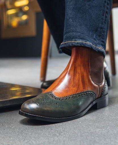 PATINA BOOTS WITH BROGUE DETAIL