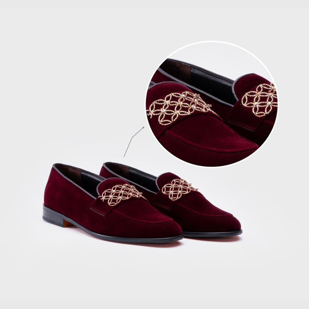 EMBROIDERY SLIP-ONS- MAROON