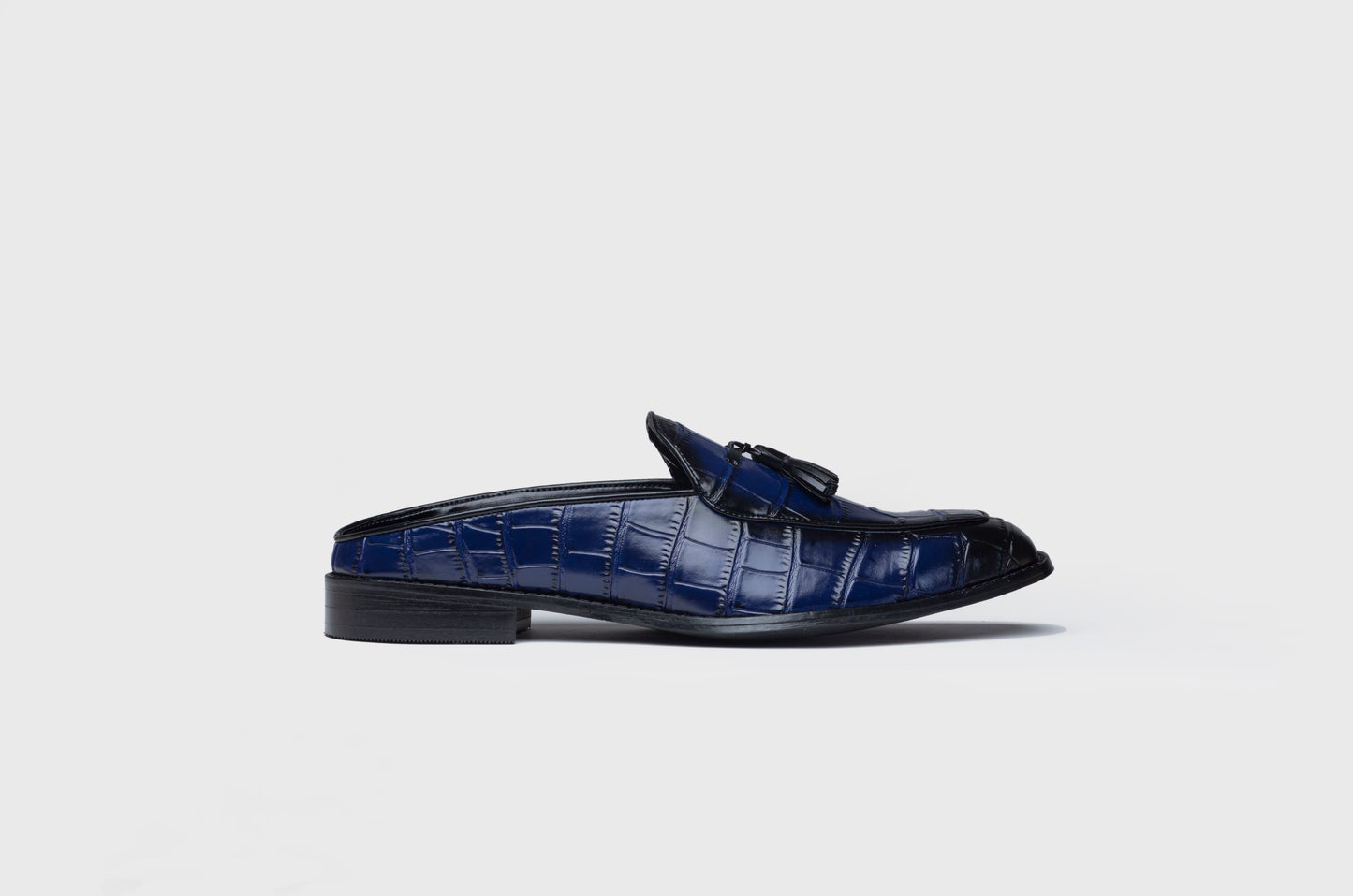 BURNISHED MULES- BLUE