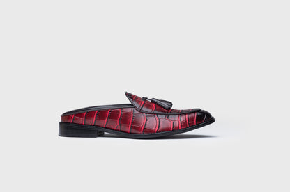 BURNISHED MULES-CHERRY