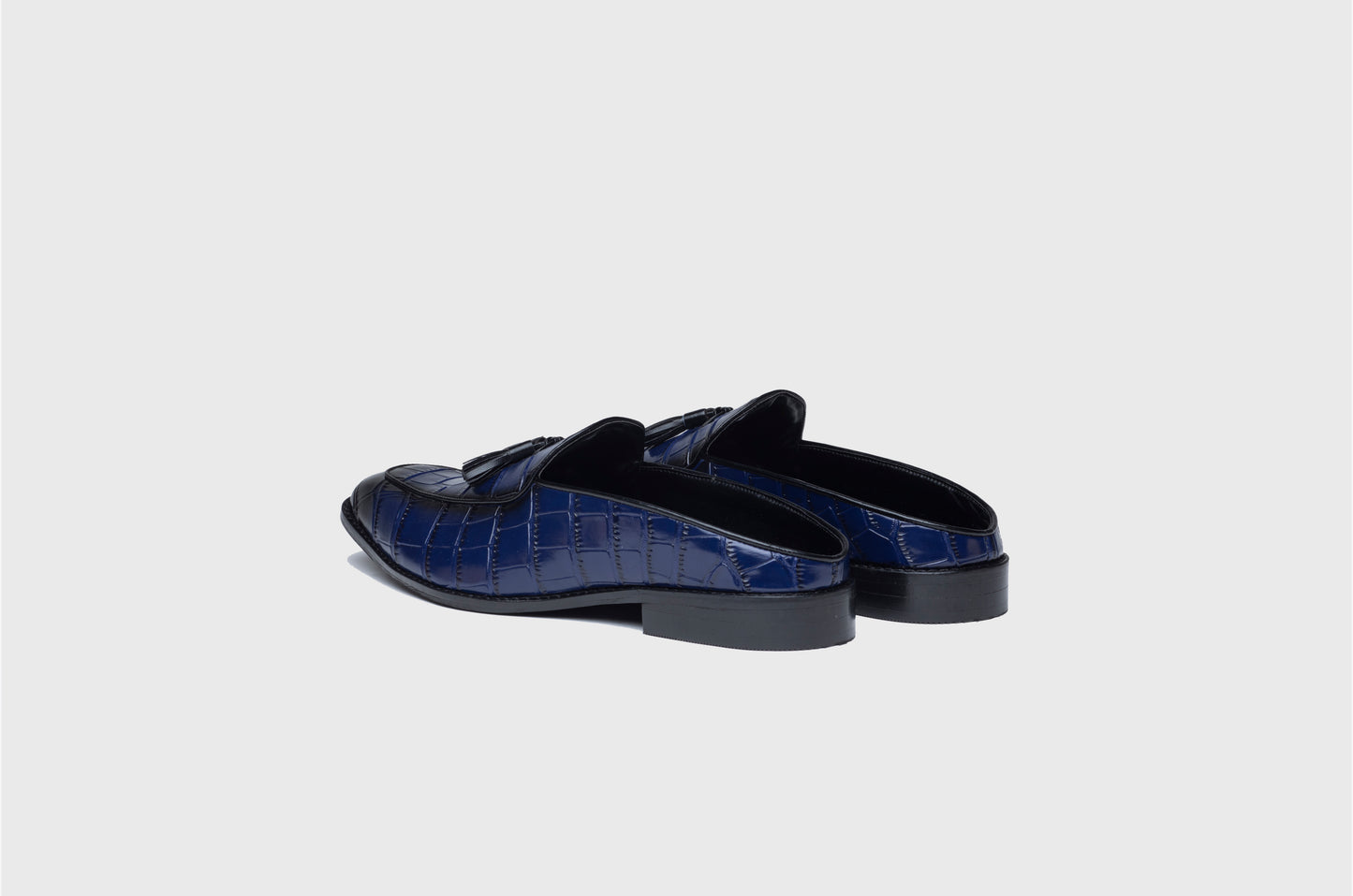 BURNISHED MULES- BLUE